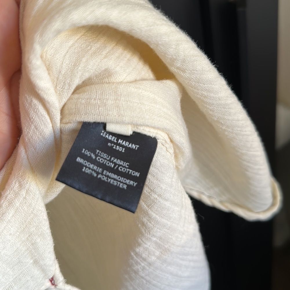 Étoile Isabel Marant Neutrals/ Pattern Print Tie Neck Mini Dress - Picture 7 of 7